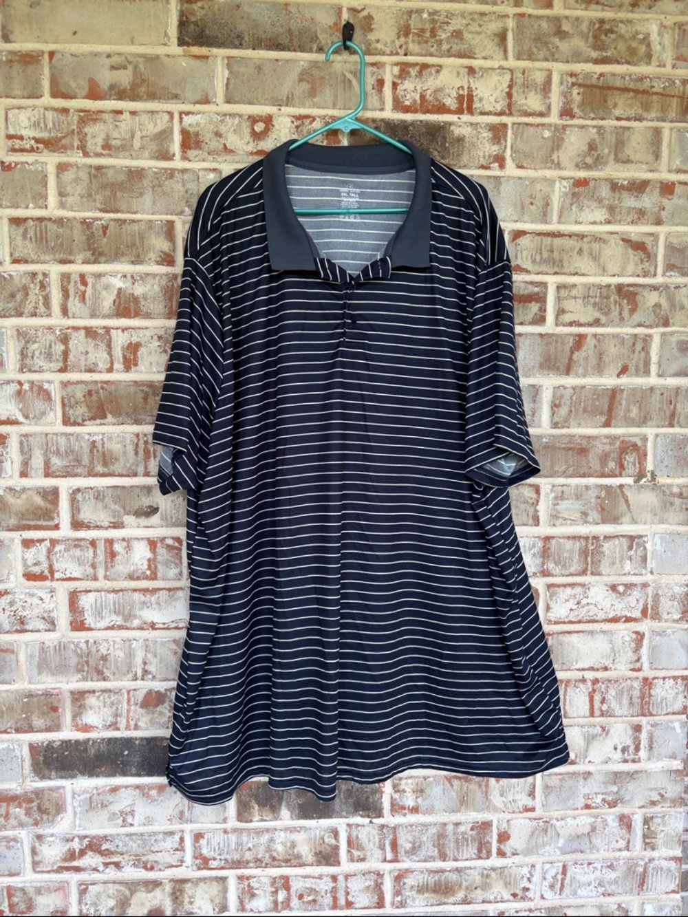 Realessentials  Men's Navy and White‎ plus Size Striped Polo